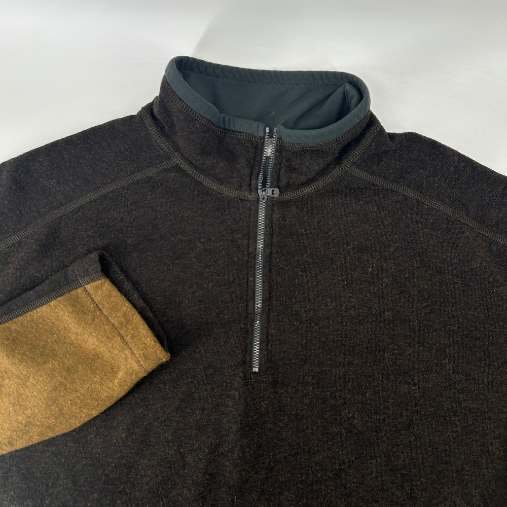KUHL Interceptr 1/4 Zip Pullover Mens XXL Black Brown Fleece Hiking Midlayer